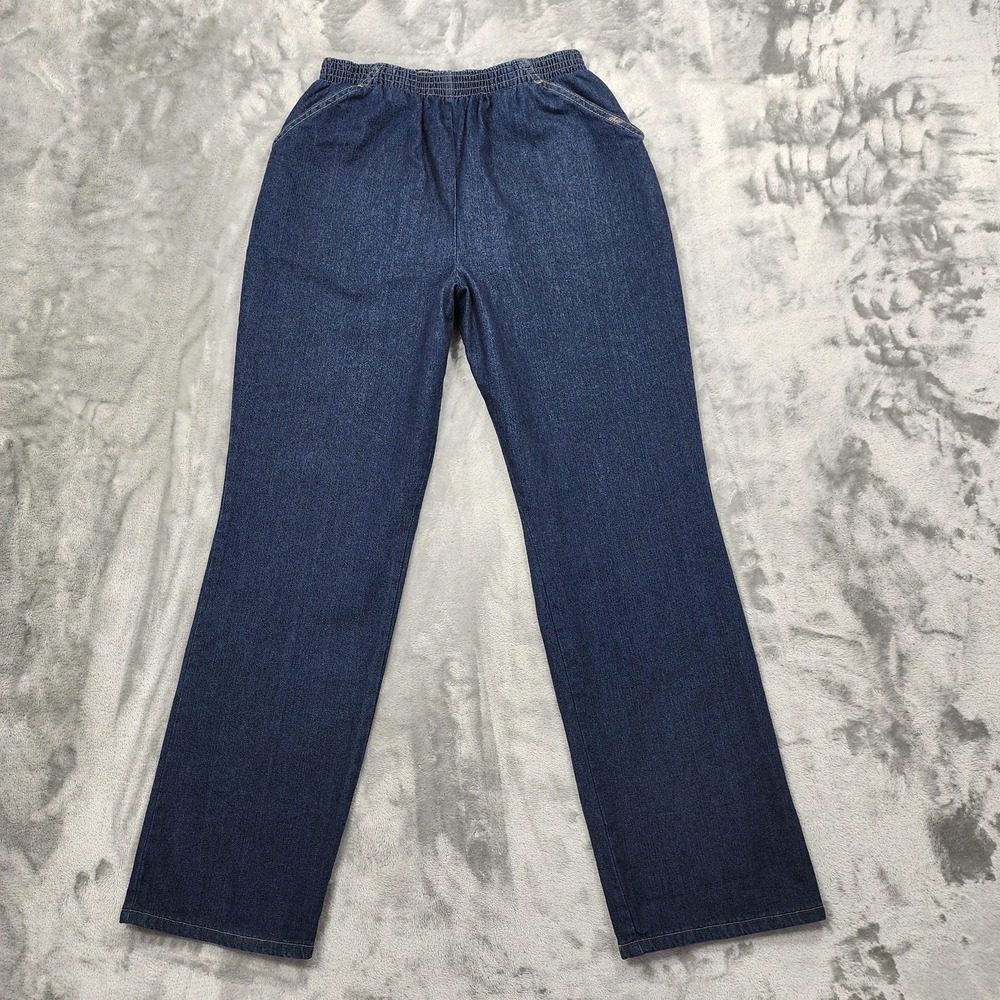 Vintage Chic Jeans Womens 14 Blue Denim High Rise Pull On Straight Mom Comfort